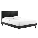 Marlee Black Wood Queen Platform Bed With Splayed Legs