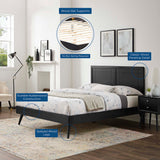 Marlee Black Wood Queen Platform Bed With Splayed Legs