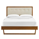 Willow Walnut/Beige Wood Queen Platform Bed With Angular Frame