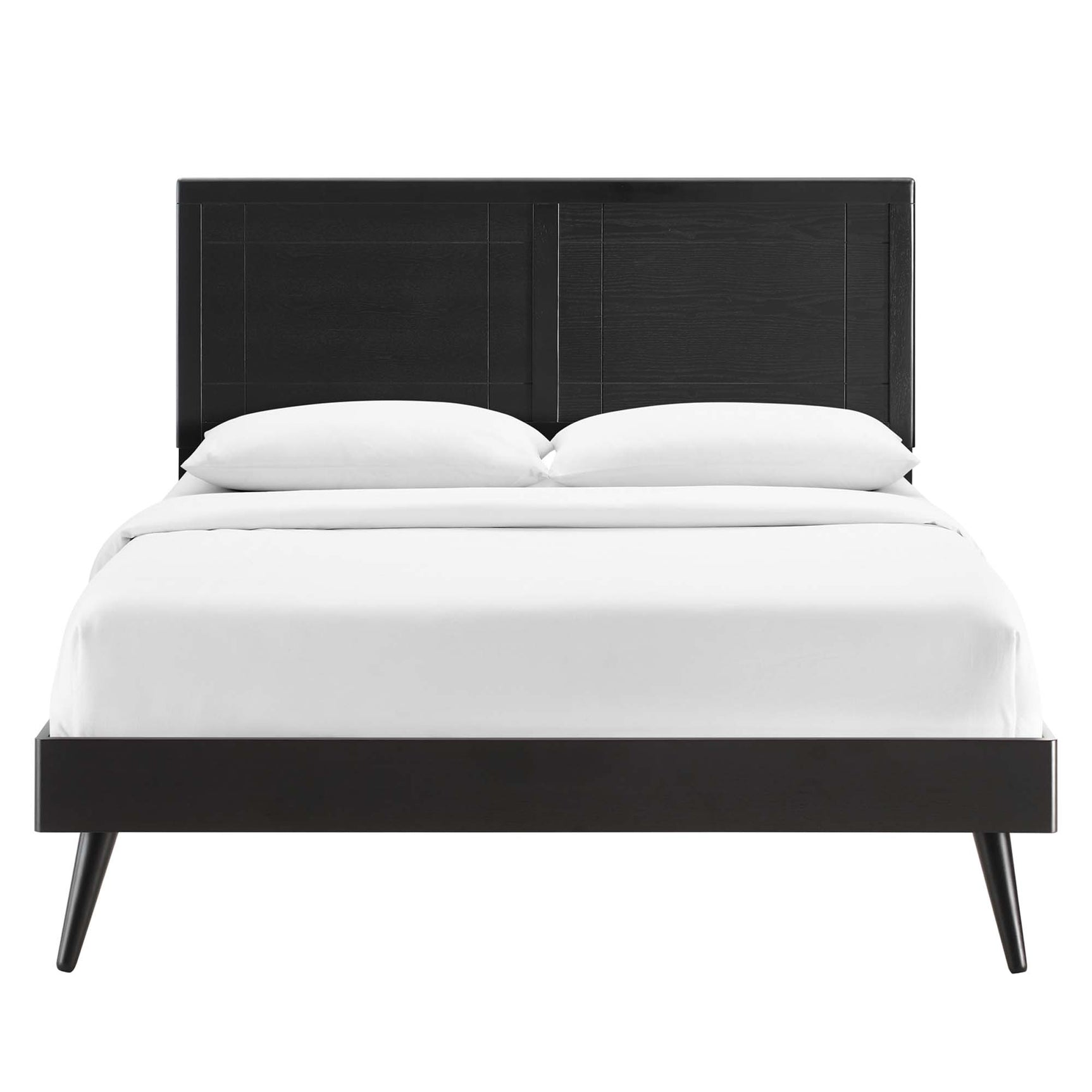 Marlee Black Wood Full Platform Bed With Splayed Legs