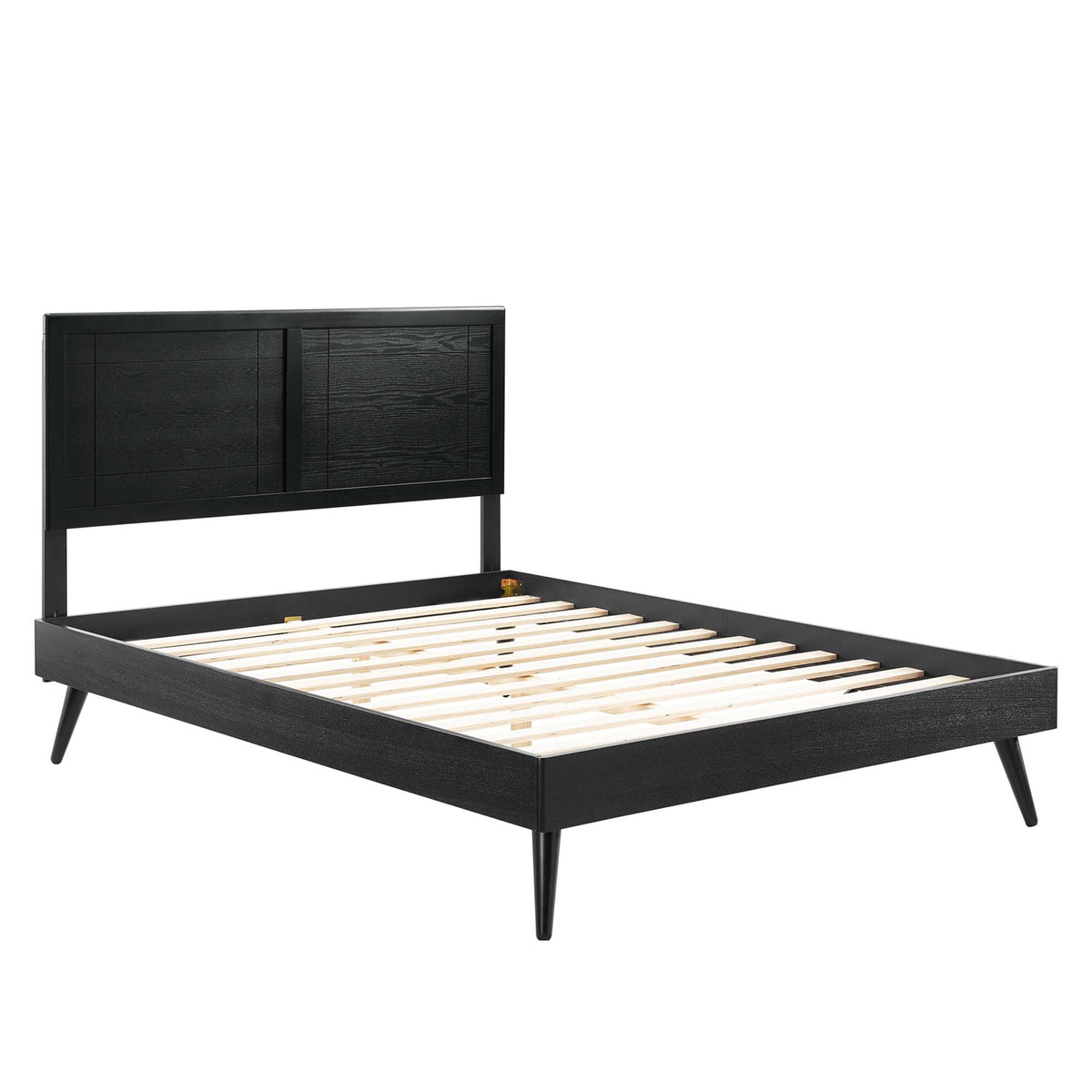 Marlee Black Wood King Platform Bed With Splayed Legs