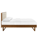 Bridgette Walnut/Beige Wood Full Platform Bed With Angular Frame