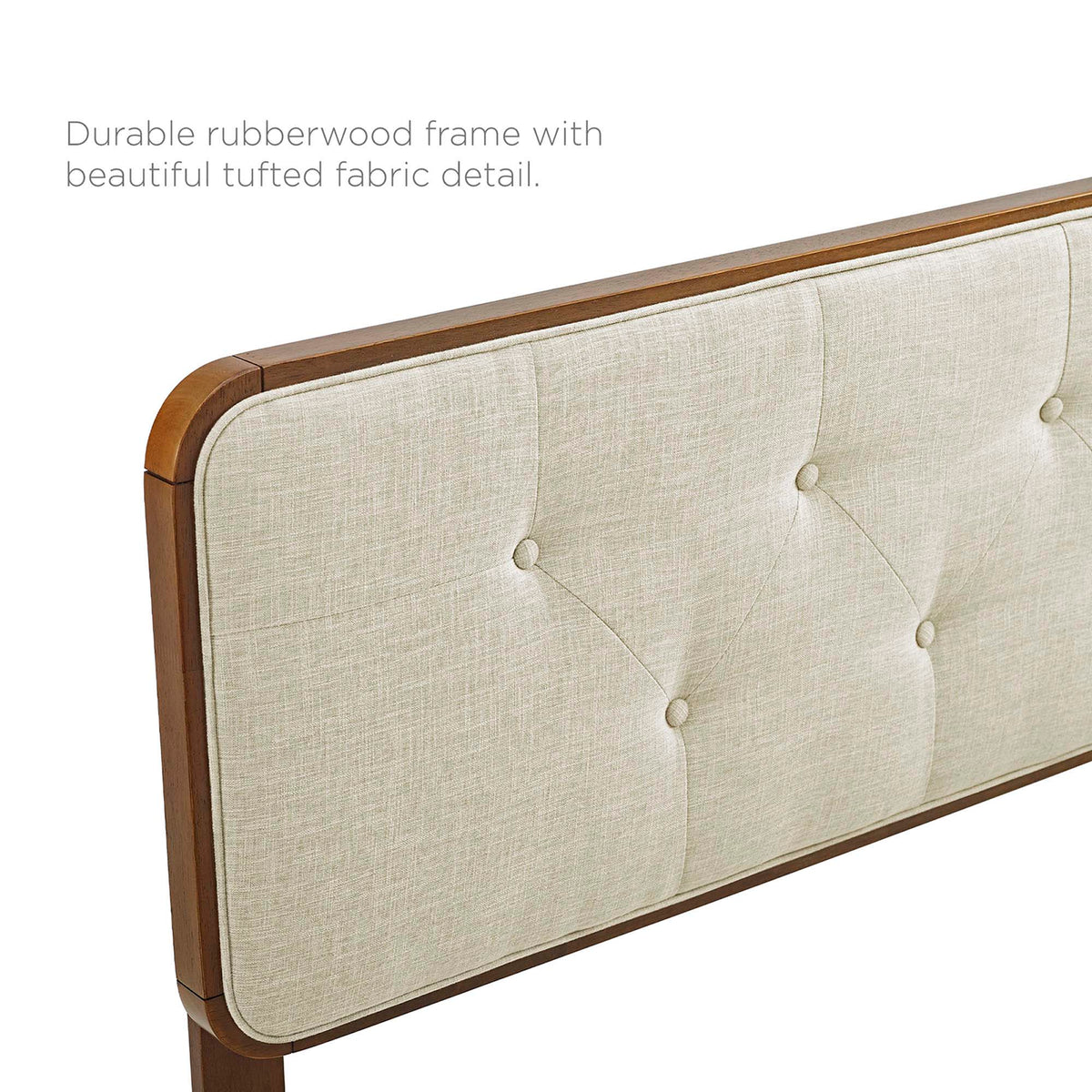 Bridgette Walnut/Beige Wood Full Platform Bed With Angular Frame