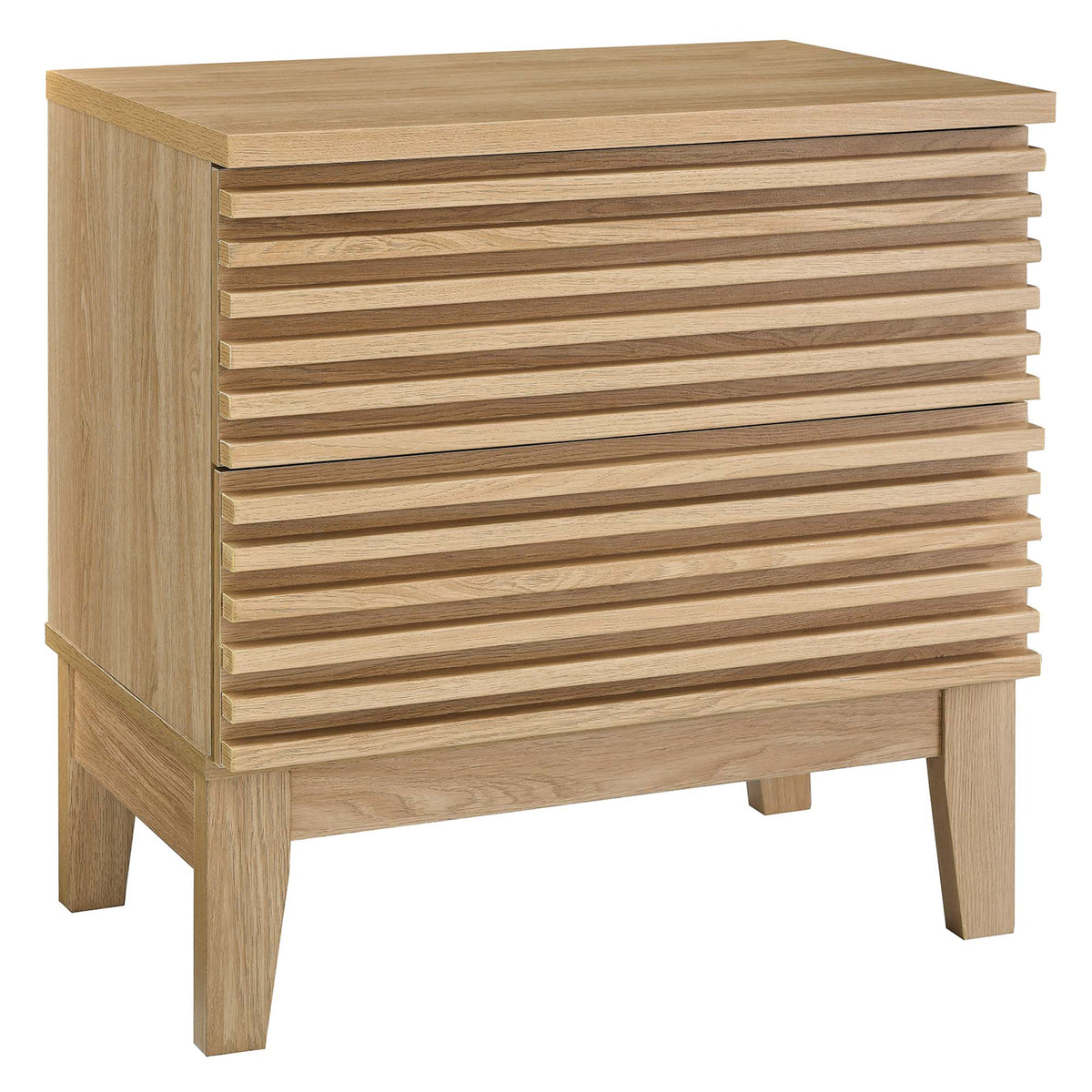 Render Oak Two-Drawer Nightstand