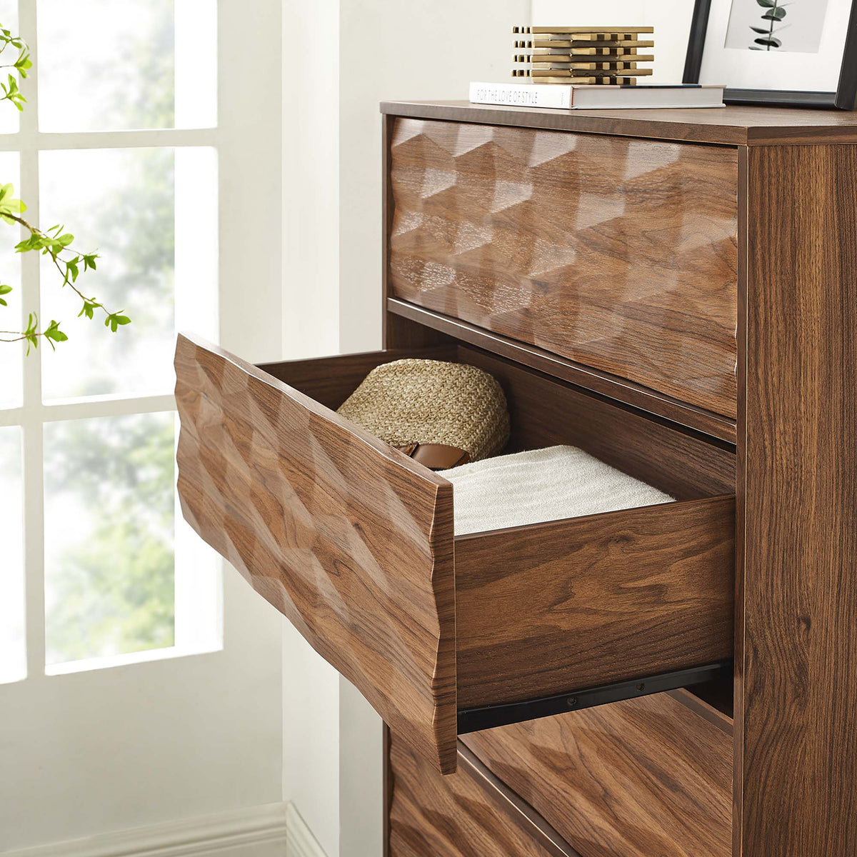 Vespera Walnut 5-Drawer Chest