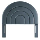 Solana Cadet Blue Arched Performance Velvet Twin Headboard