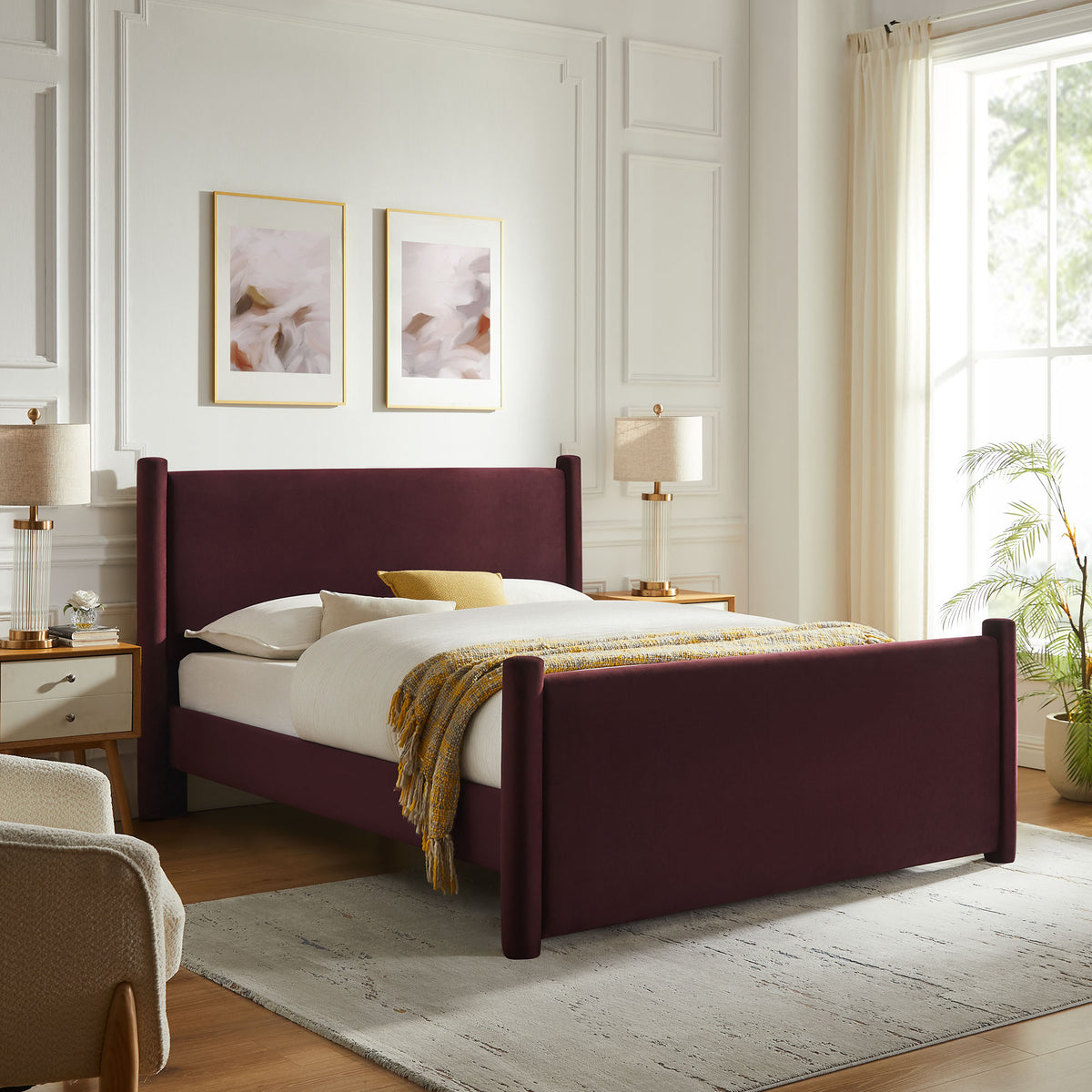Rael Mulberry Performance Velvet Queen Platform Bed