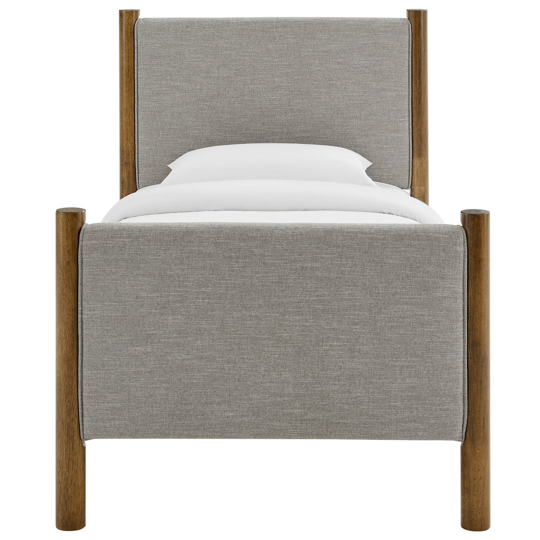 Maven Wheat/Walnut Twin Size Fabric Upholstered Platform Bed