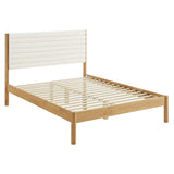 Olea Feather Oak Channel Tufted Boucle Solid Wood Queen Platform Bed