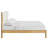 Olea Feather Oak Channel Tufted Boucle Solid Wood Queen Platform Bed