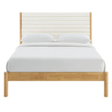 Olea Feather Oak Channel Tufted Boucle Solid Wood Queen Platform Bed