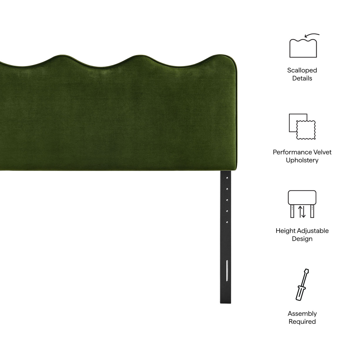 Athena Moss Green Stain-Resistant Performance Velvet Full Size Headboard