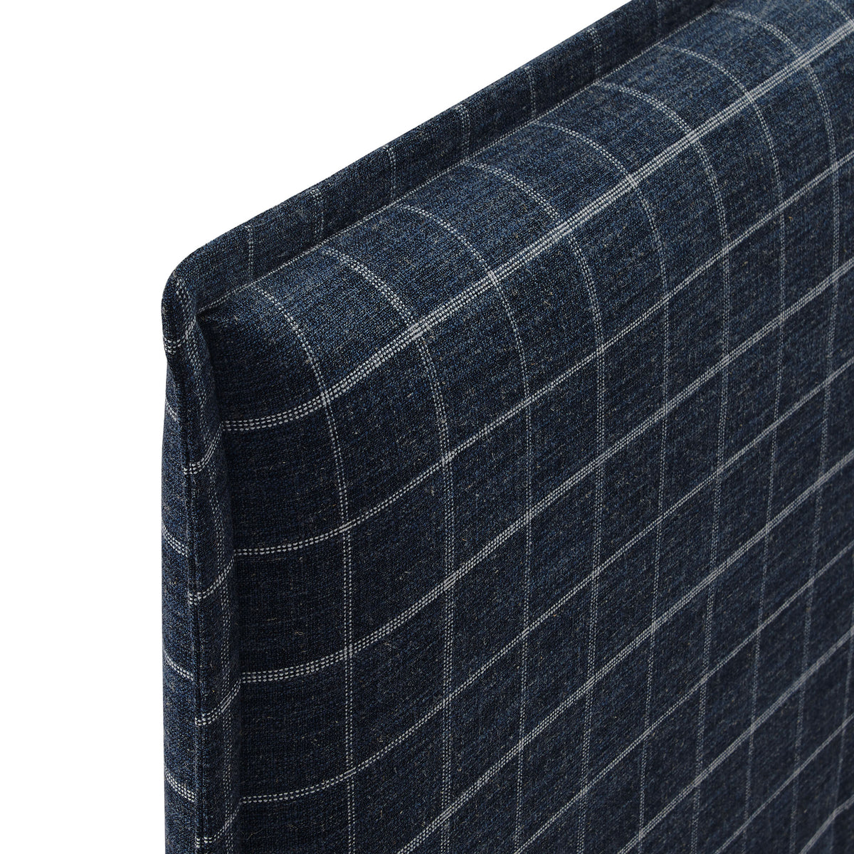 Camille Denim Windowpane Check Checkered Linen Blend Queen Size Headboard - Ornate Home