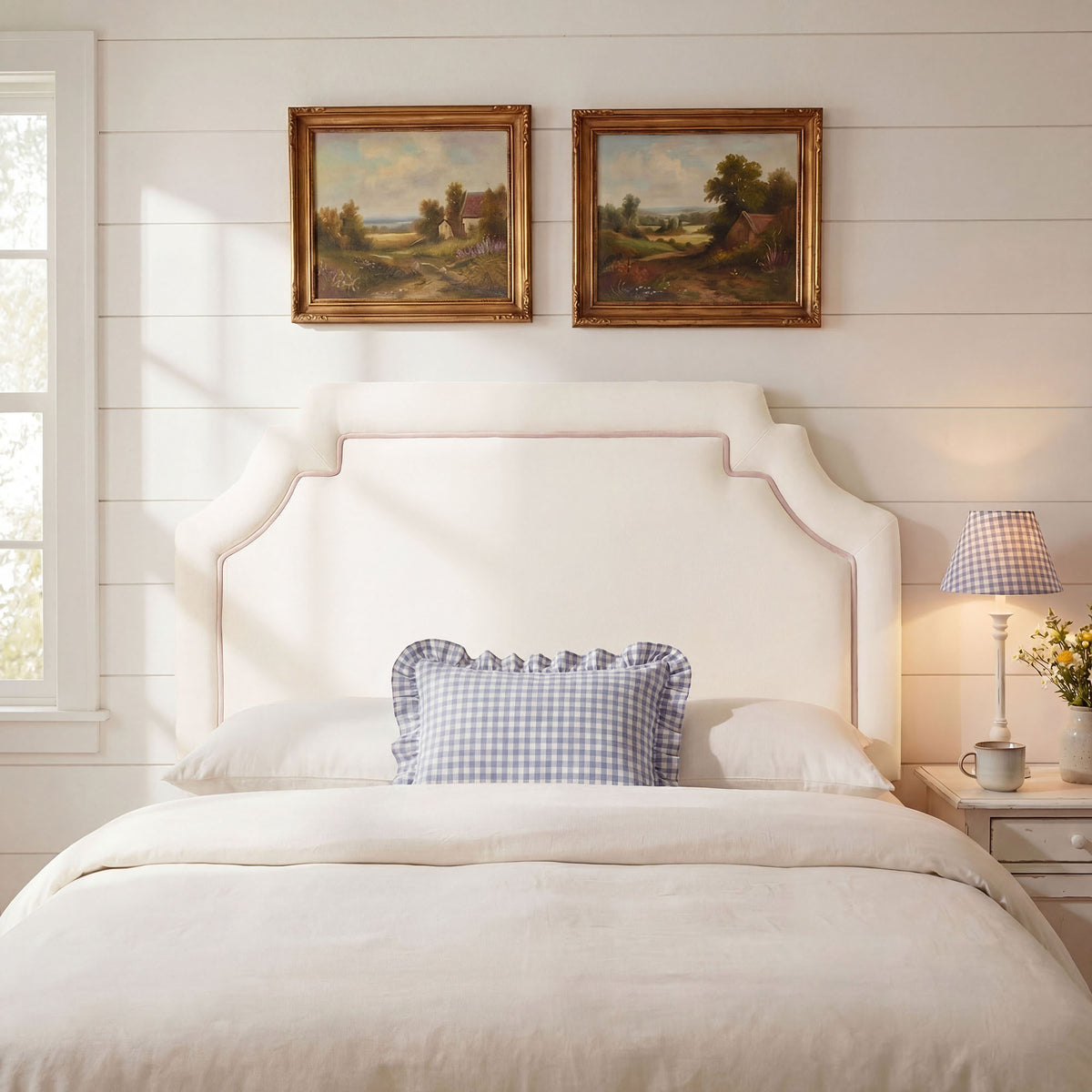 Magnolia Alabaster/Pink Stain-Resistant Performance Velvet King Size Headboard - Ornate Home
