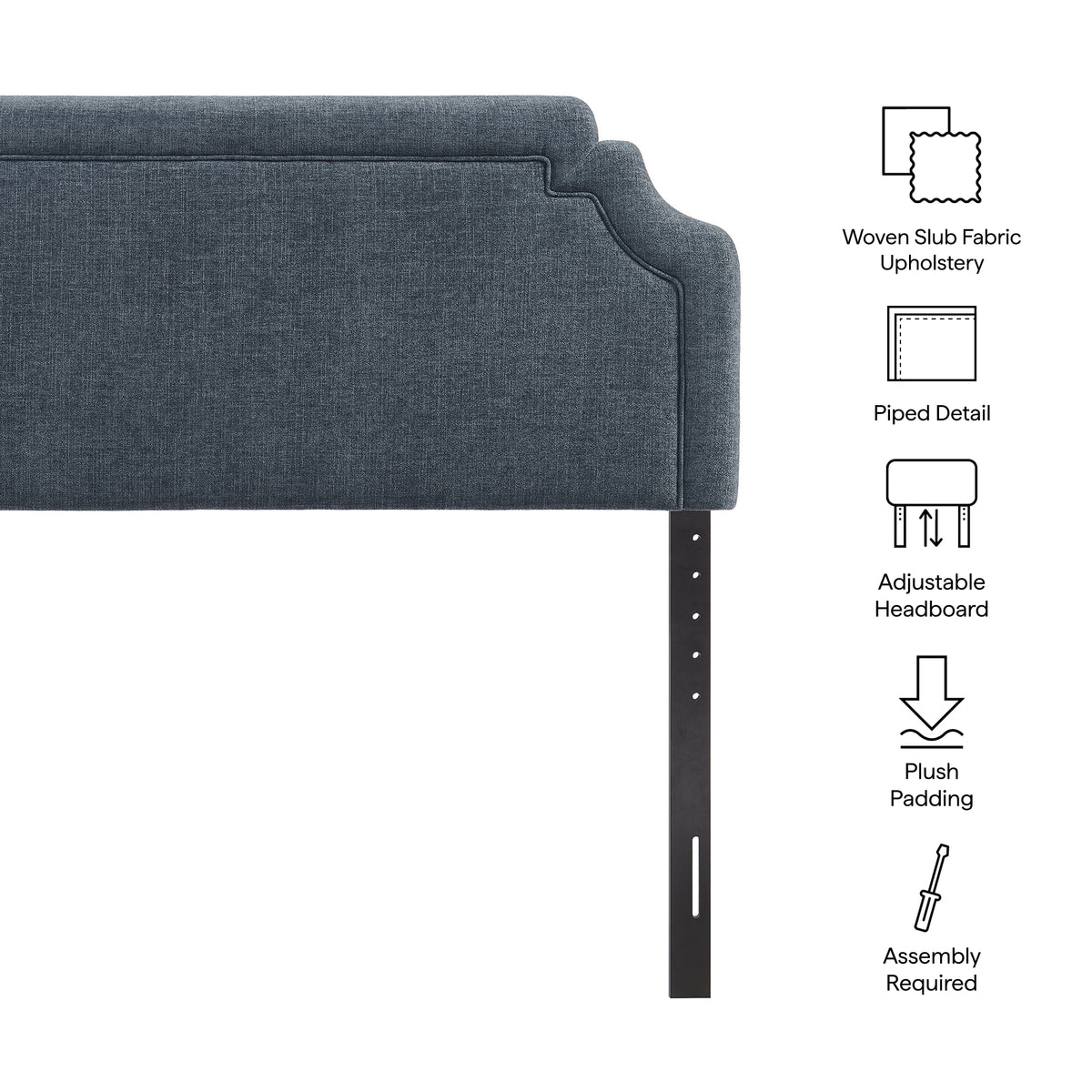 Magnolia Slate Blue Upholstered Fabric Full Size Headboard - Ornate Home