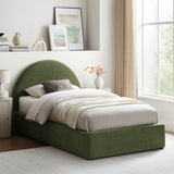 Resort Foliage Twin Arched Upholstered Fabric Storage Platform Bed Frame