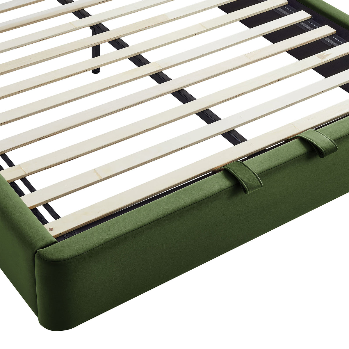 Resort Moss Green Queen Arched Performance Velvet Storage Platform Bed Frame
