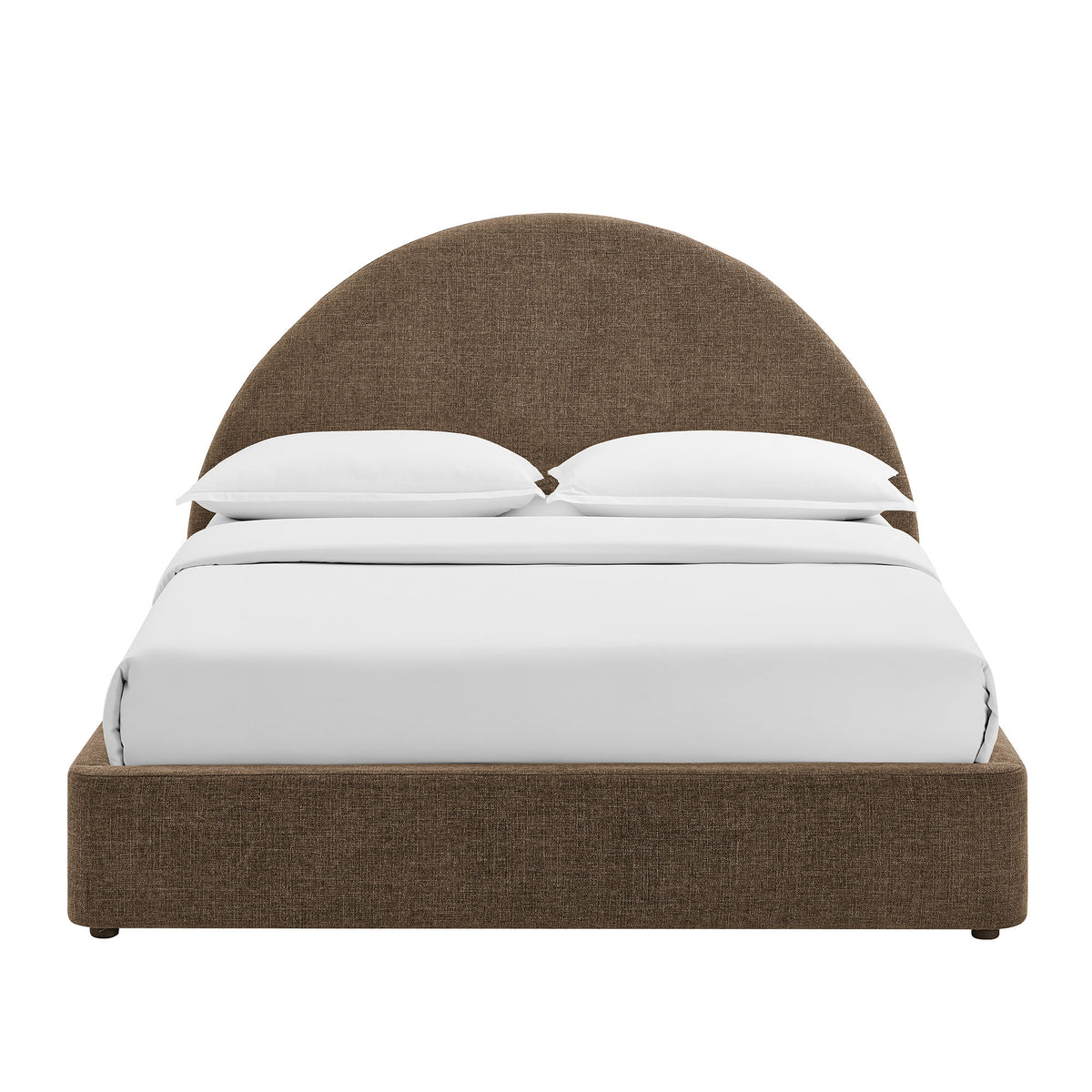 Resort Mocha King Arched Upholstered Fabric Storage Platform Bed Frame