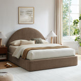 Resort Mocha King Arched Upholstered Fabric Storage Platform Bed Frame