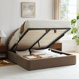 Resort Mocha King Arched Upholstered Fabric Storage Platform Bed Frame