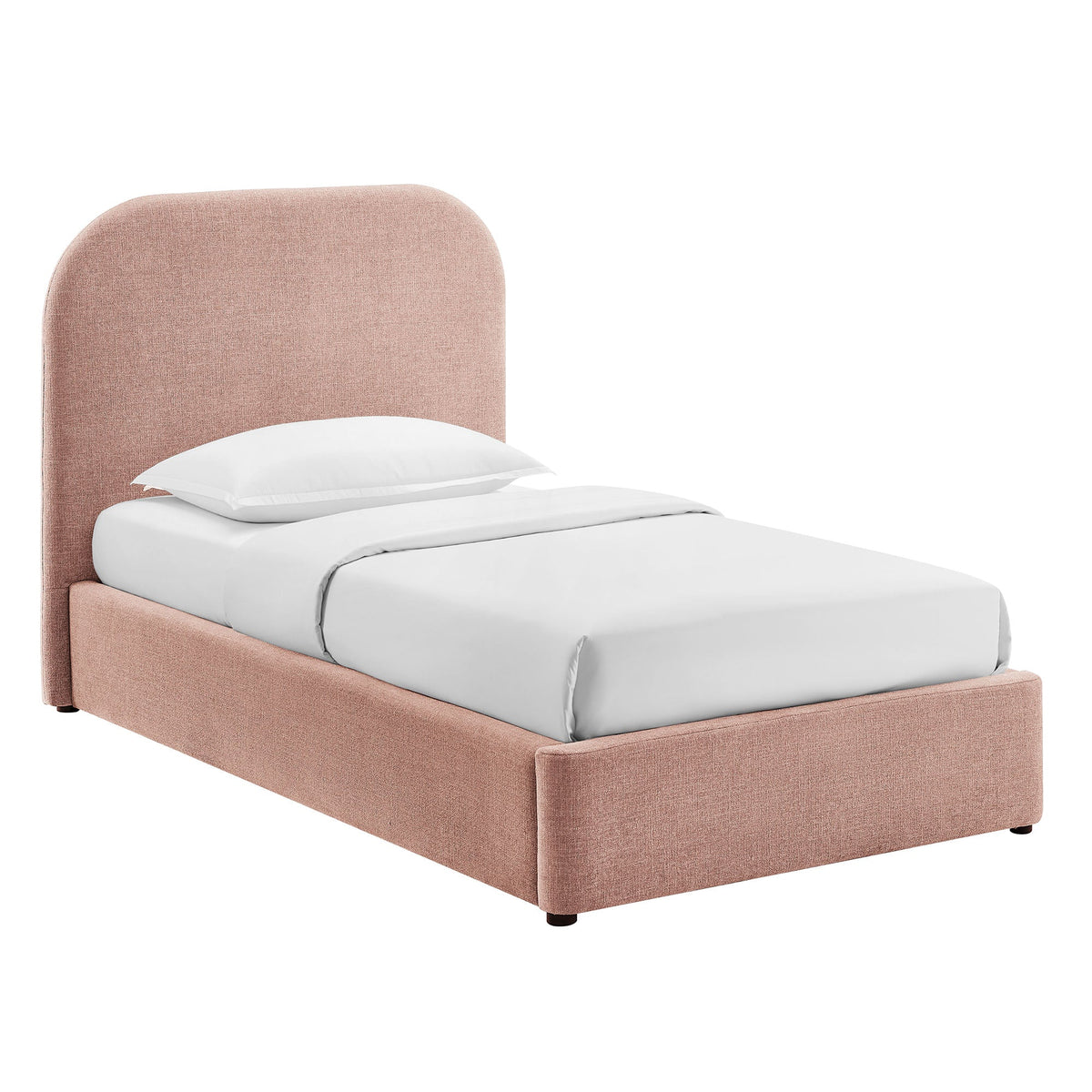 Keynote Blush Twin Fabric Upholstered Storage Platform Bed Frame - Ornate Home