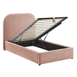 Keynote Blush Twin Fabric Upholstered Storage Platform Bed Frame - Ornate Home