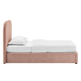Keynote Blush Twin Fabric Upholstered Storage Platform Bed Frame - Ornate Home