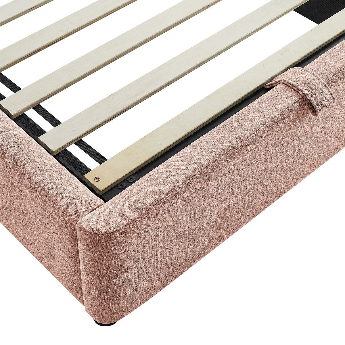 Keynote Blush Twin Fabric Upholstered Storage Platform Bed Frame - Ornate Home