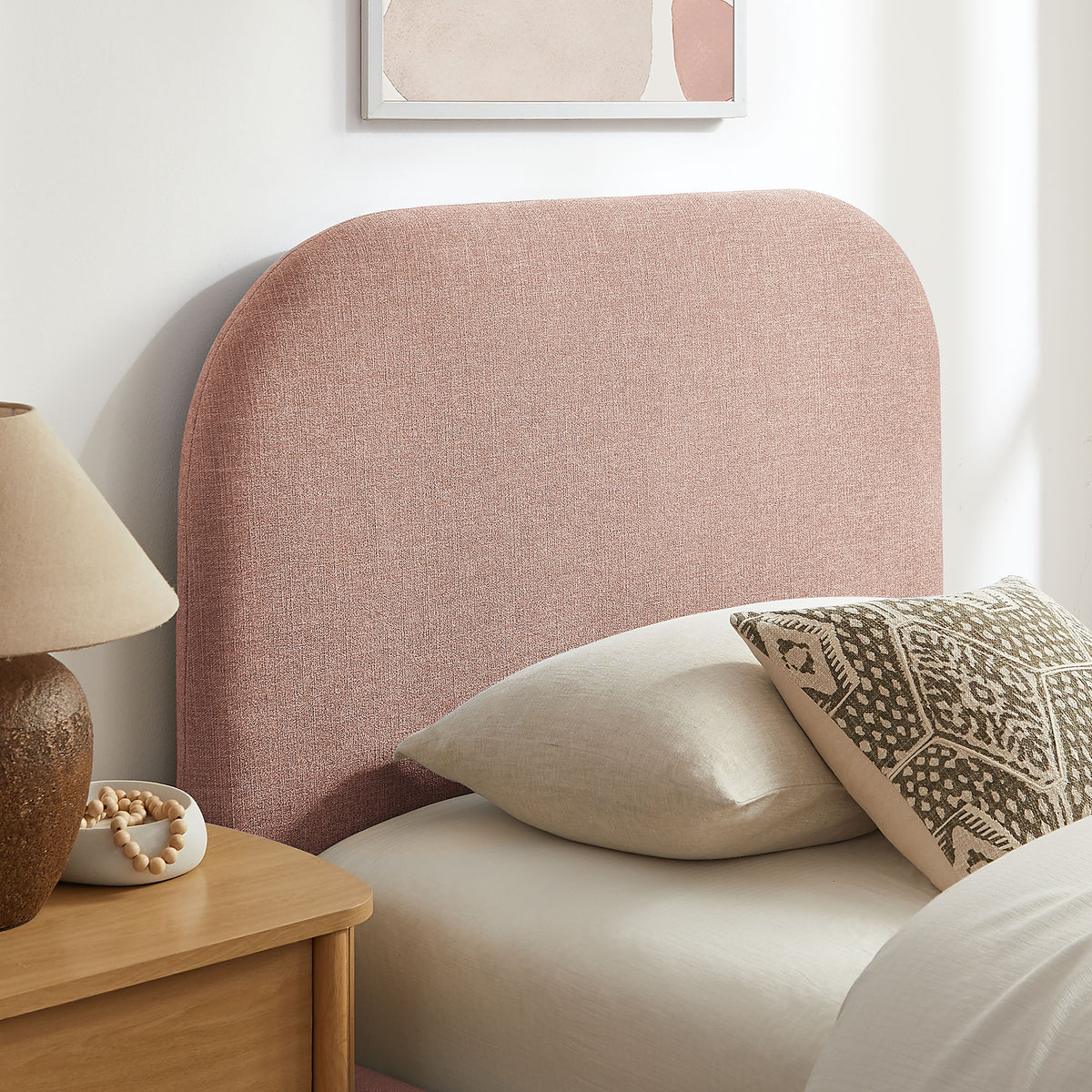 Keynote Blush Twin Fabric Upholstered Storage Platform Bed Frame - Ornate Home