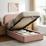 Keynote Blush Twin Fabric Upholstered Storage Platform Bed Frame - Ornate Home
