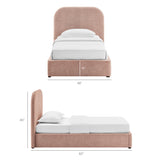 Keynote Blush Twin Fabric Upholstered Storage Platform Bed Frame - Ornate Home