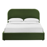 Keynote Moss Green Queen Performance Velvet Storage Platform Bed Frame