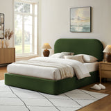 Keynote Moss Green Queen Performance Velvet Storage Platform Bed Frame