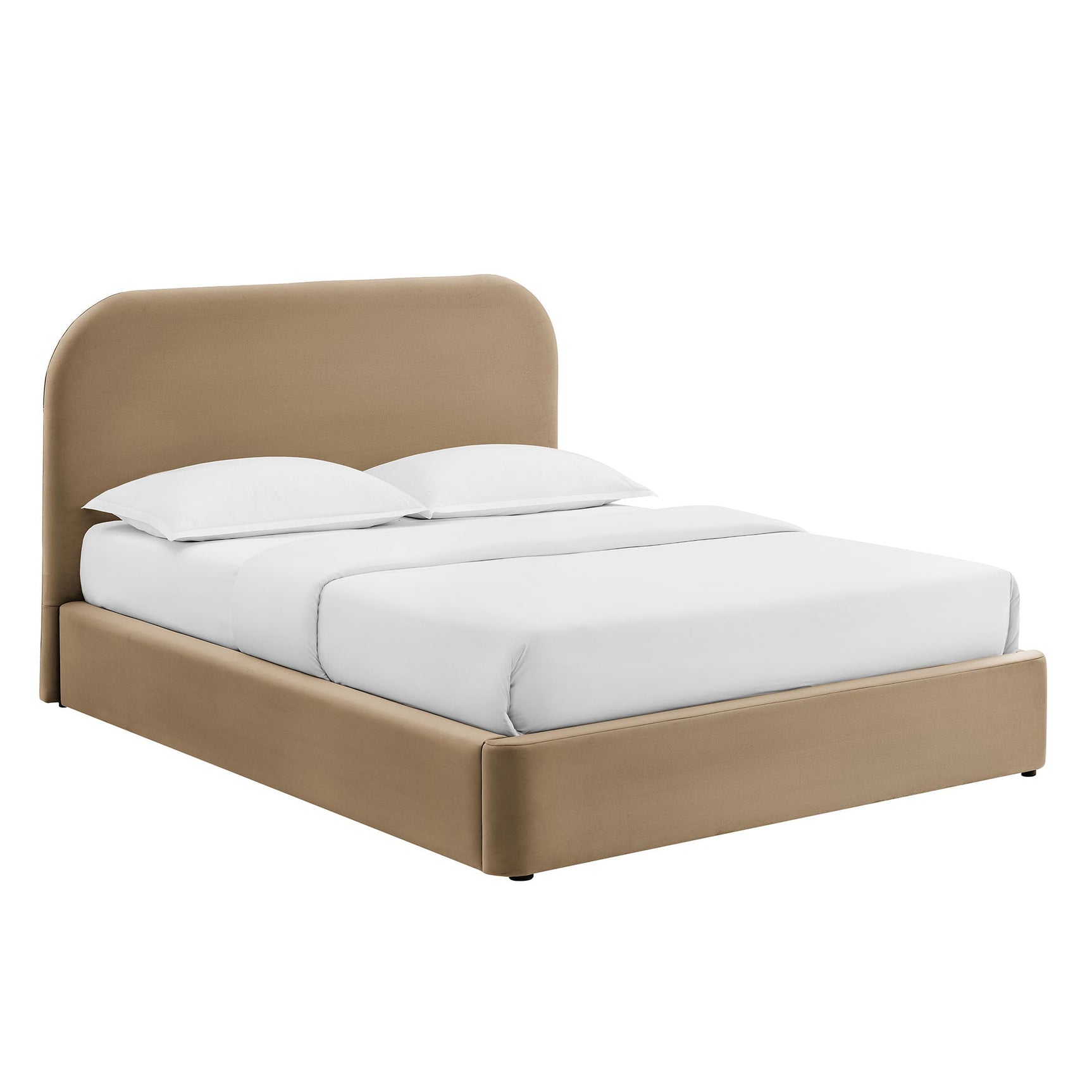 Keynote Taupe King Performance Velvet Storage Platform Bed Frame