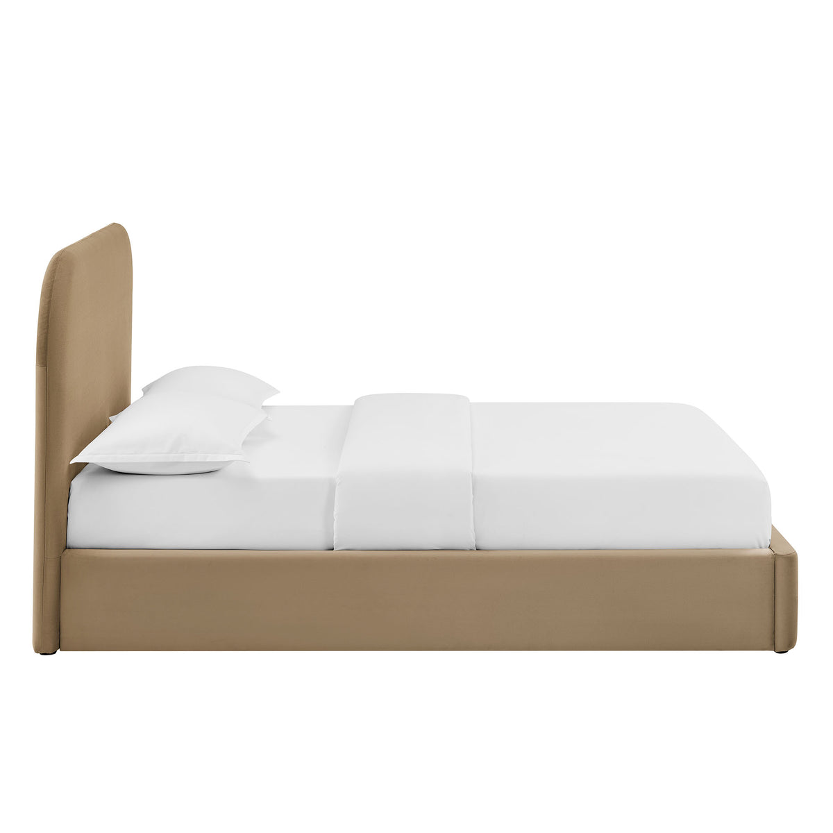 Keynote Taupe King Performance Velvet Storage Platform Bed Frame