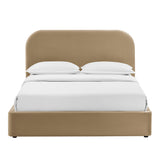 Keynote Taupe King Performance Velvet Storage Platform Bed Frame
