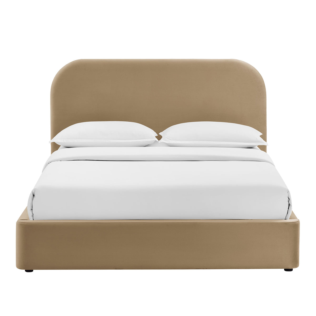Keynote Taupe King Performance Velvet Storage Platform Bed Frame