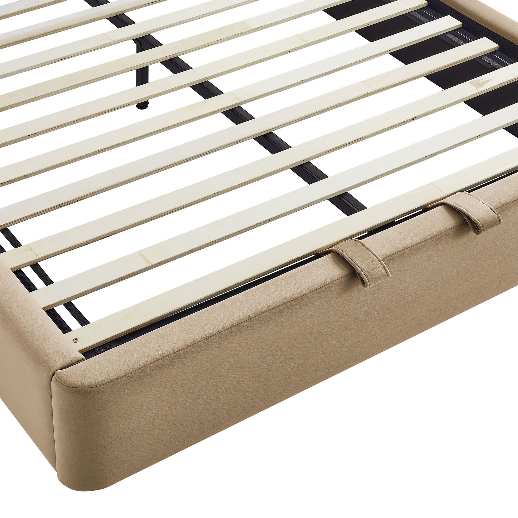 Keynote Taupe King Performance Velvet Storage Platform Bed Frame