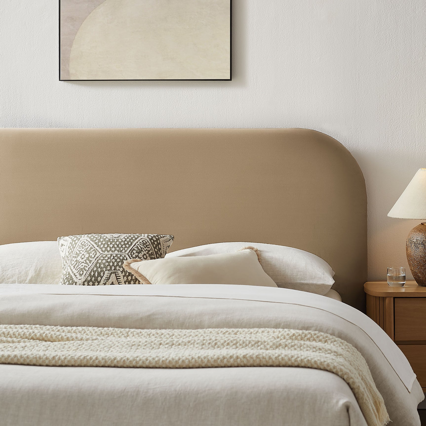 Keynote Taupe King Performance Velvet Storage Platform Bed Frame