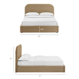 Keynote Taupe King Performance Velvet Storage Platform Bed Frame