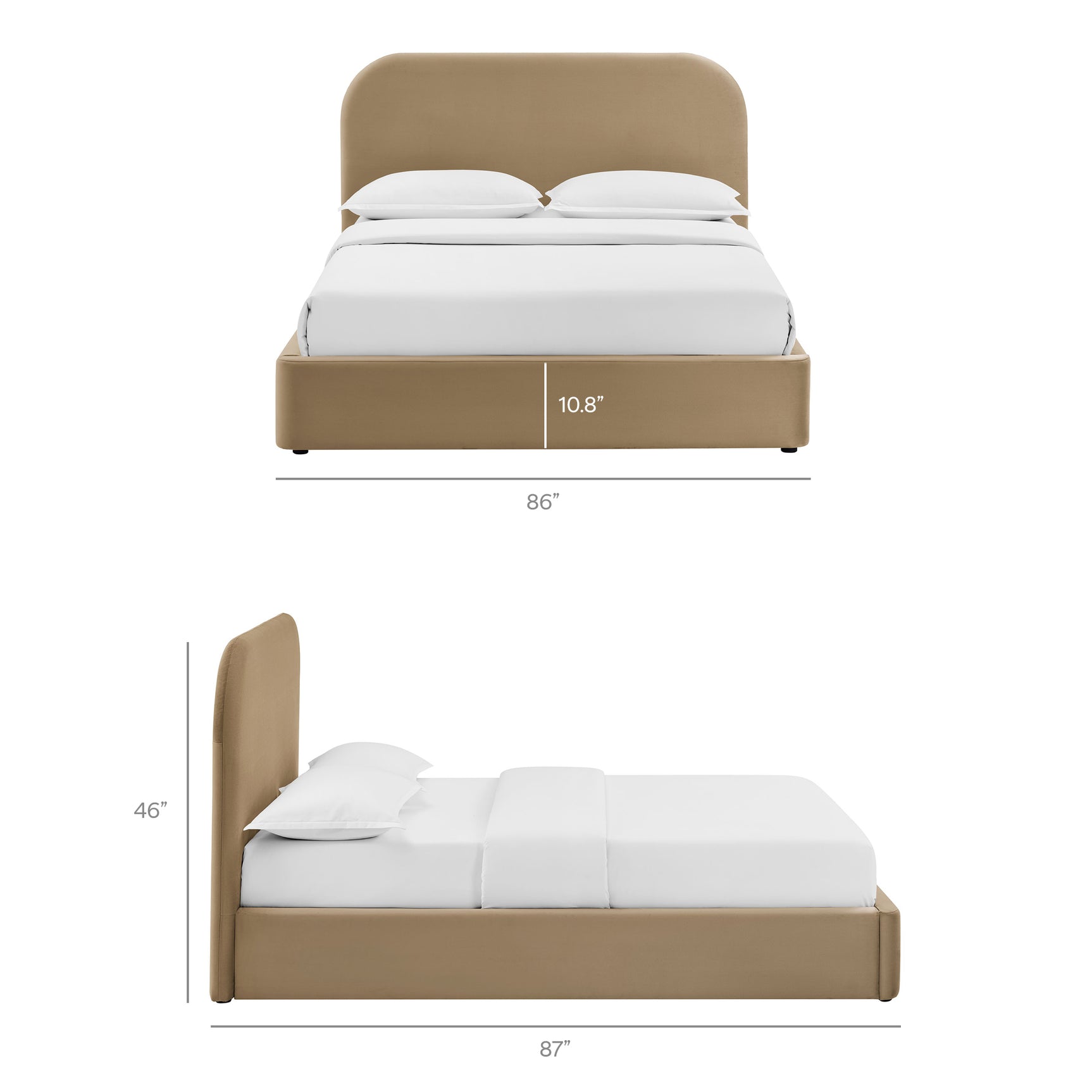 Keynote Taupe King Performance Velvet Storage Platform Bed Frame