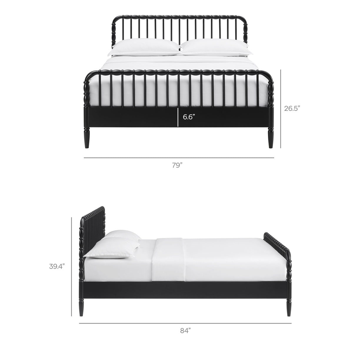 Arlette Black King Size Wood Spindle Bed Frame