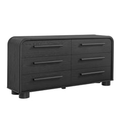 Bellamy Black Oak Curved 6-Drawer Dresser - Ornate Home