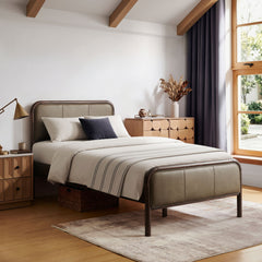 Wexford Wenge Mustard Vegan Leather Platform Bed