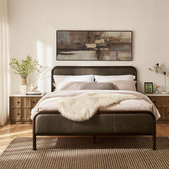 Wexford Wenge Mustard Vegan Leather Platform Bed