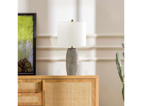 Mabayo Ribbed White Ceramic Table Lamp - Ornate Home