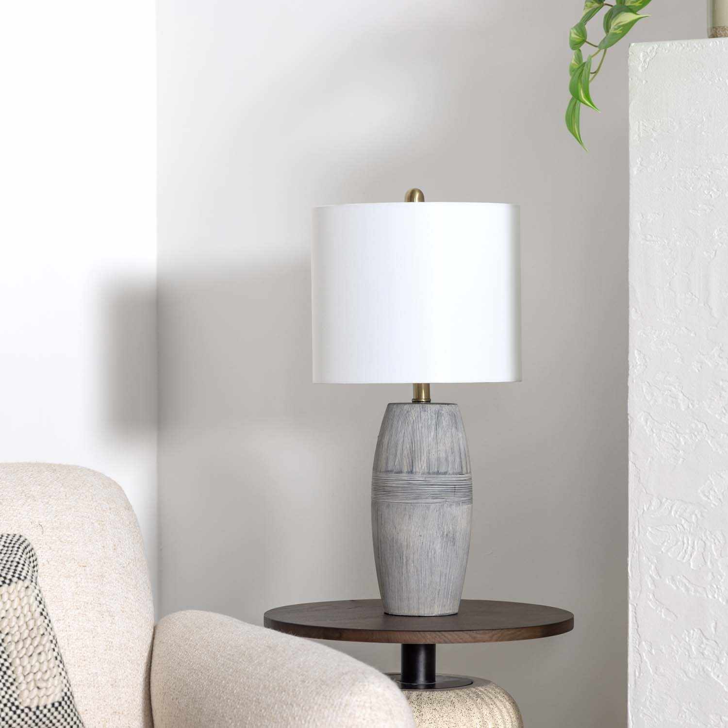 Mabayo Ribbed White Ceramic Table Lamp - Ornate Home