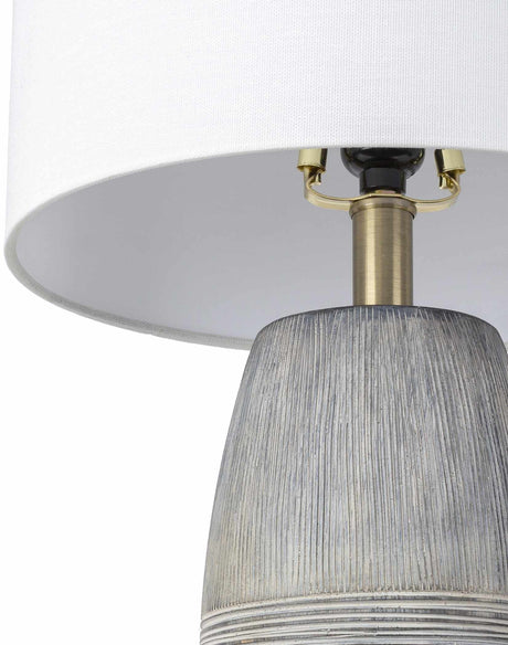 Mabayo Ribbed White Ceramic Table Lamp - Ornate Home