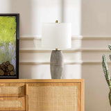 Mabayo Ribbed White Ceramic Table Lamp - Ornate Home