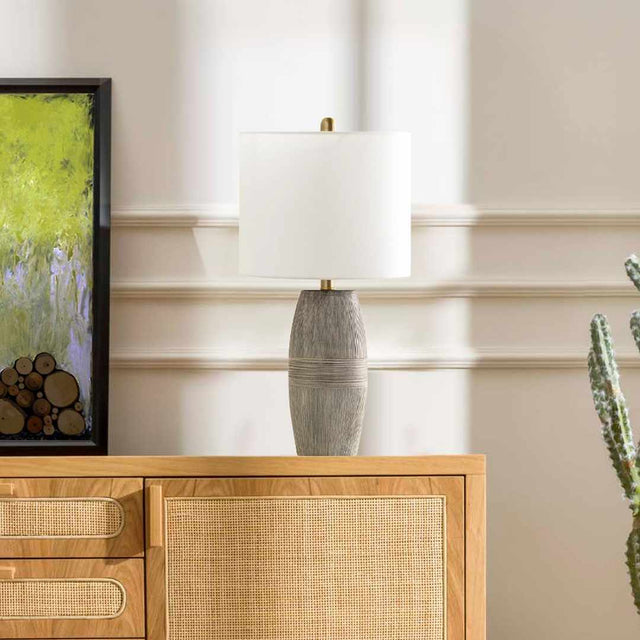 Mabayo Ribbed White Ceramic Table Lamp - Ornate Home